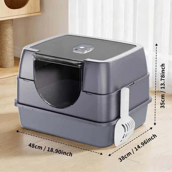 Enclosed Cat Litter Box, Orange - Odor-locking, Spacious For Large Cats