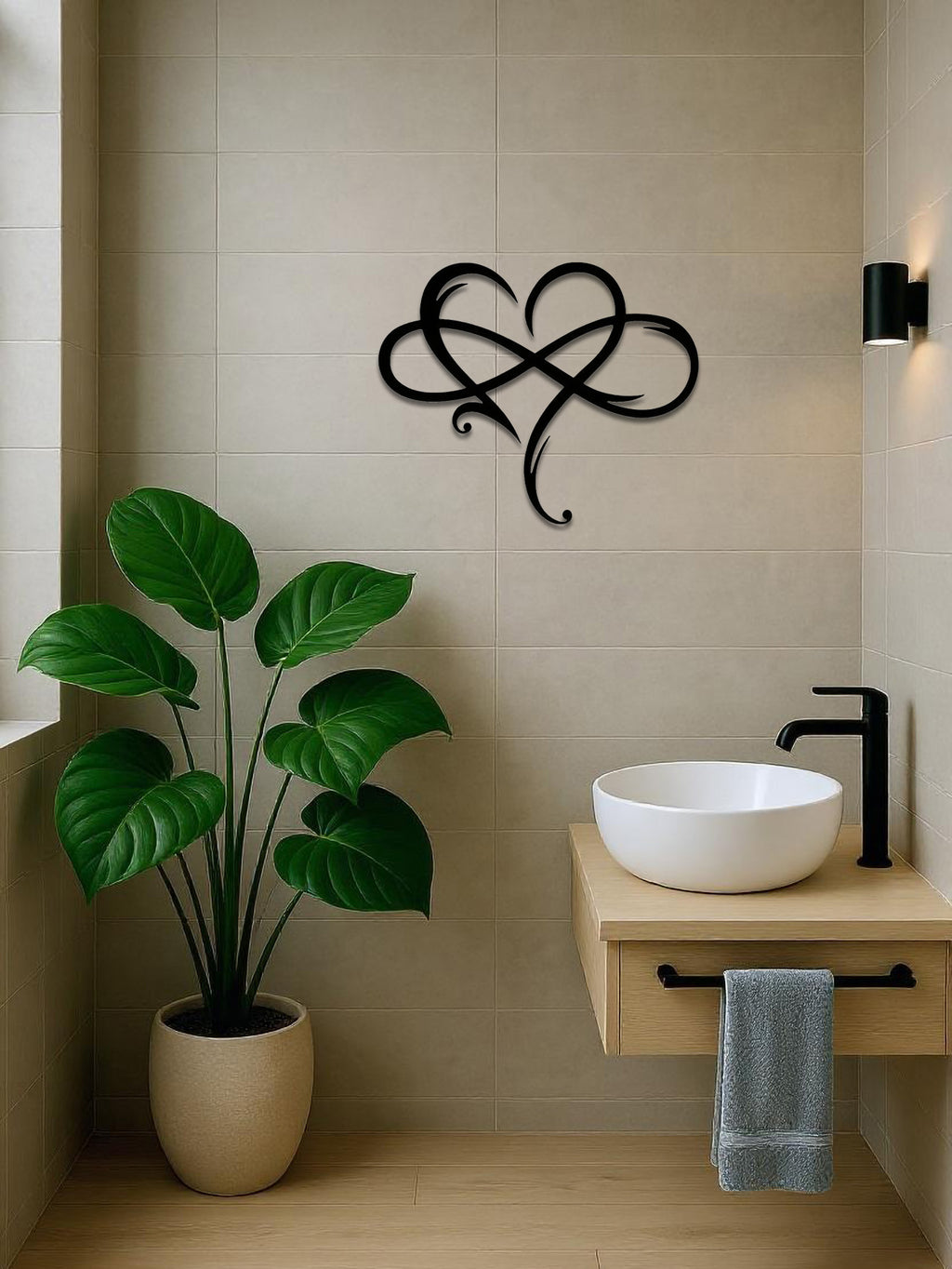 1pc Infinity Heart Metal Wall Decor Black,heart Love Sign Plaque