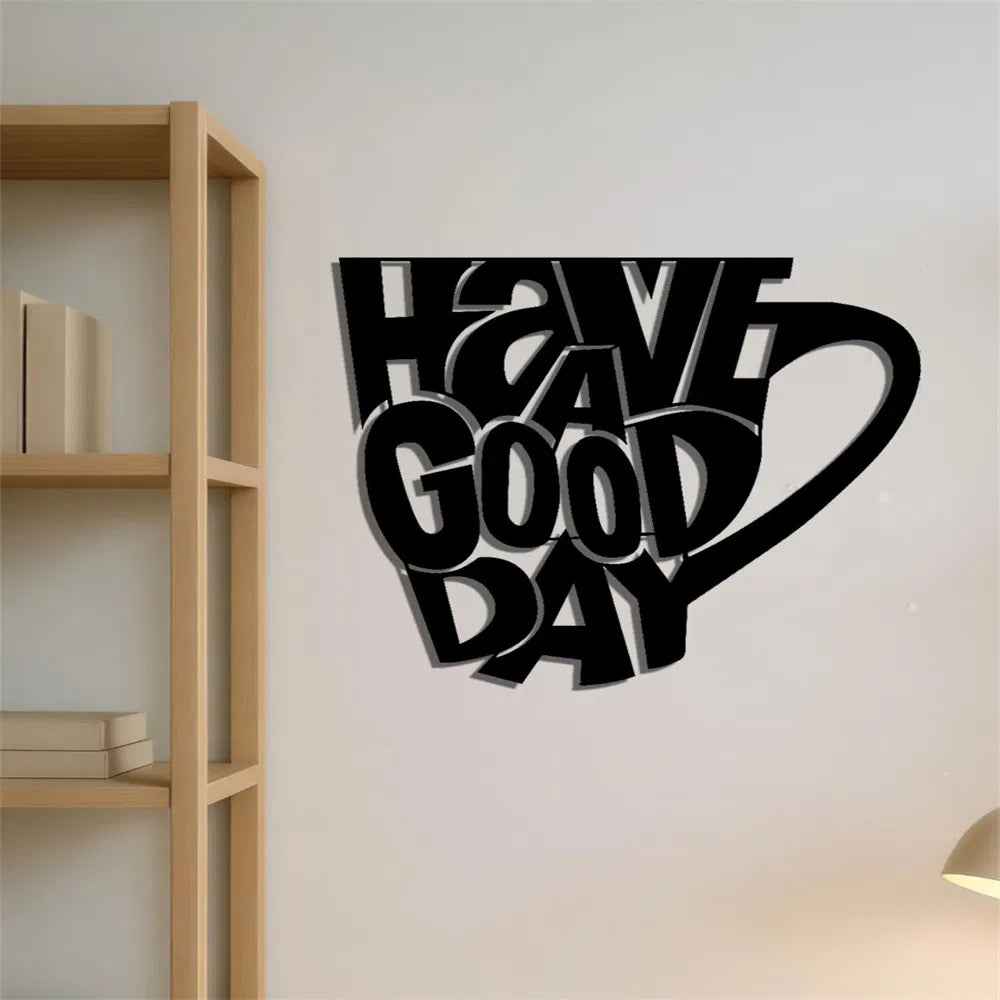 Modern Iron Mug Wall Art Black Hanging Decor For Coffee Tea Lovers