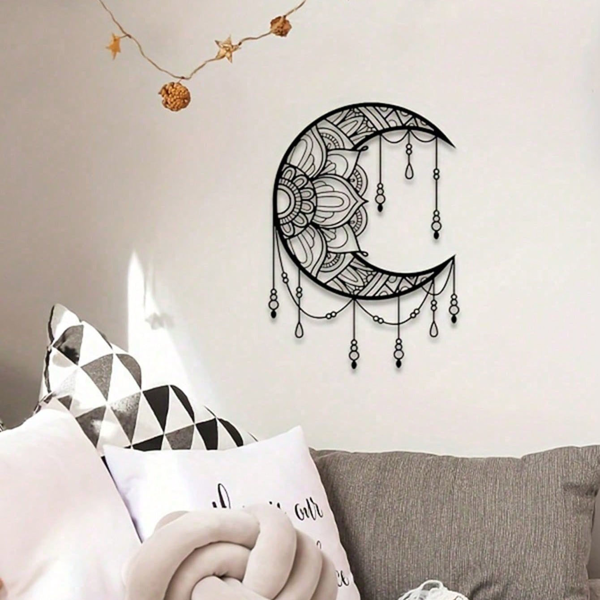 Mandala Moon Wall Art Iron Wall Hanging For Yoga Meditation Room Decor