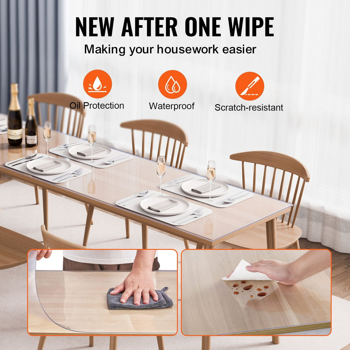 Table Cover 13x16Inch 1.5 Mm Thick Clear Desk Protector Rectangle PVC