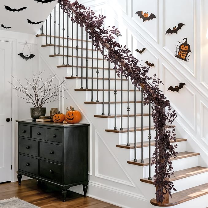 2 Pack 6 Ft Fall Garland Plum Cimicifuga Seeded Autumn Halloween Decor