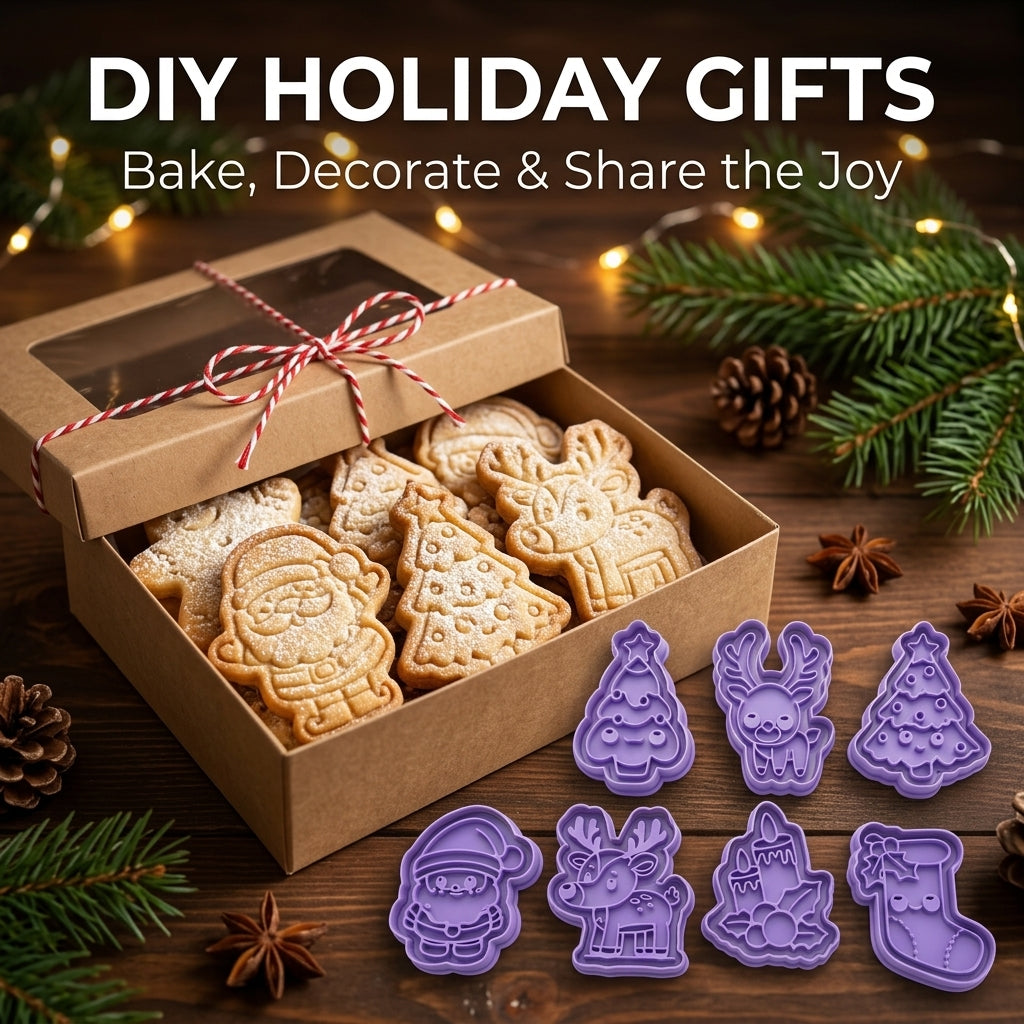 Christmas Cookie Cutters, 8-Piece 3D Printed Holiday Cookie Stamp Set