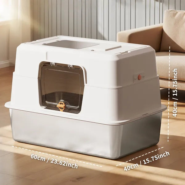Must-buy Fully Enclosed Stainless Steel Cat Litter Box, Odor-proof