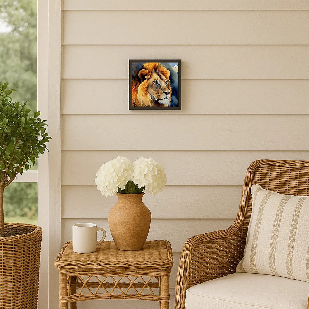 Lion Framed Metal Print Bathroom, Kitchen, Office, Home Decor Wall Art