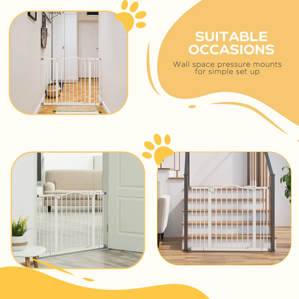 Extra Tall Dog Gate With Door, Pressure Fit, Auto Close, Double Locking
