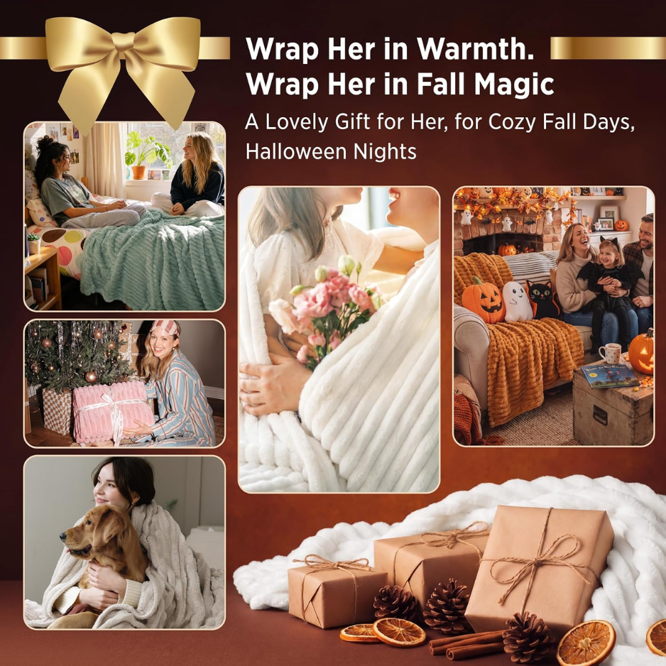 White Throw Blanket For Couch - Halloween Fall Decorations For Home