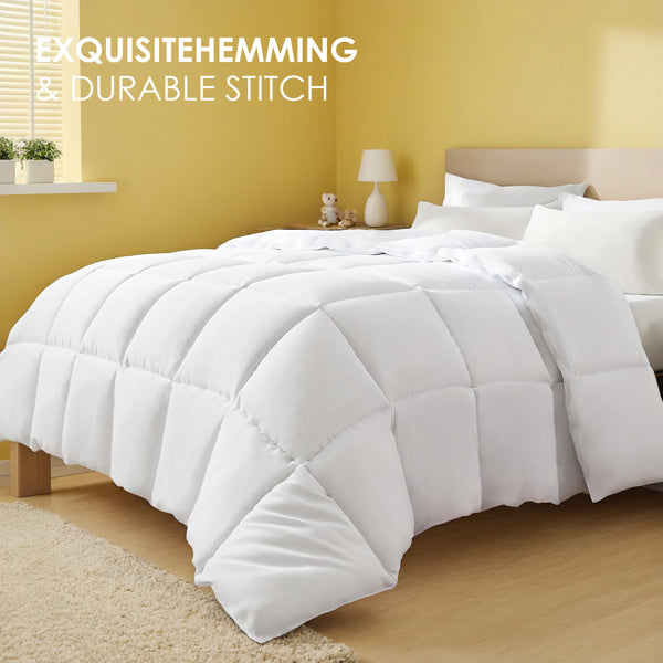 White Oversized Checkered Quilted Plump Duvet Adorable Cozy Design