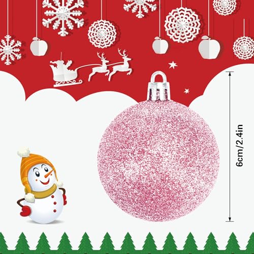 24PCSPink Christmas Ball Ornaments, 60mm Shatterproof Tree Decorplastic