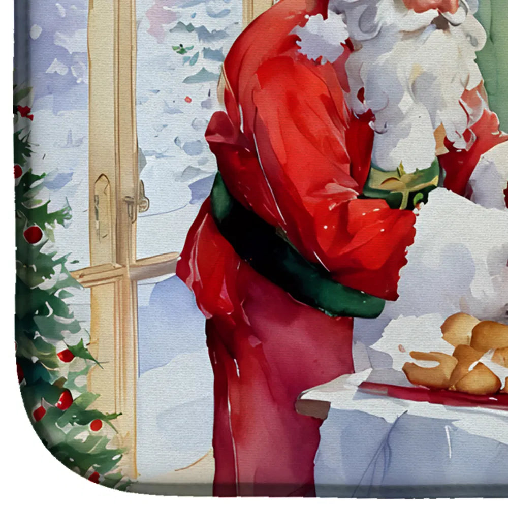 Cookies With Santa Claus Father Christmas Dish Drying Mat Absorbent