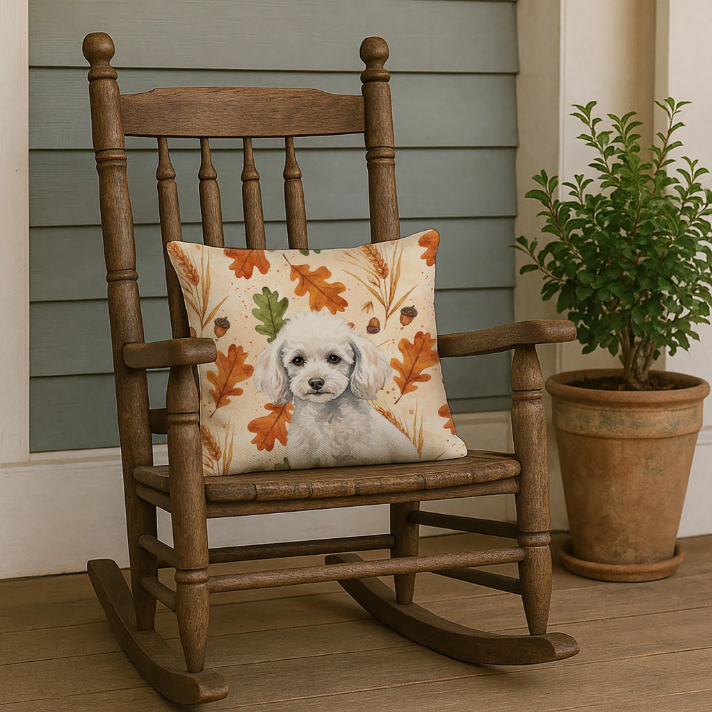 Miniature White Poodle Heirloom Fall Throw Pillow Decorative Indoor