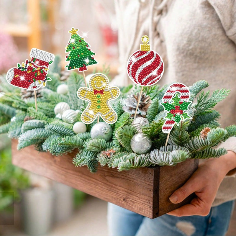 12 Sets Christmas Diamond Art Kits For Garden Decor Santa Claus Snowman