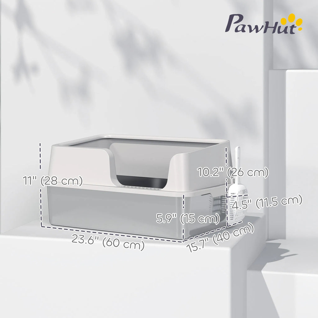 Stainless Steel Cat Litter Box With Lid With Scoop, High Sided