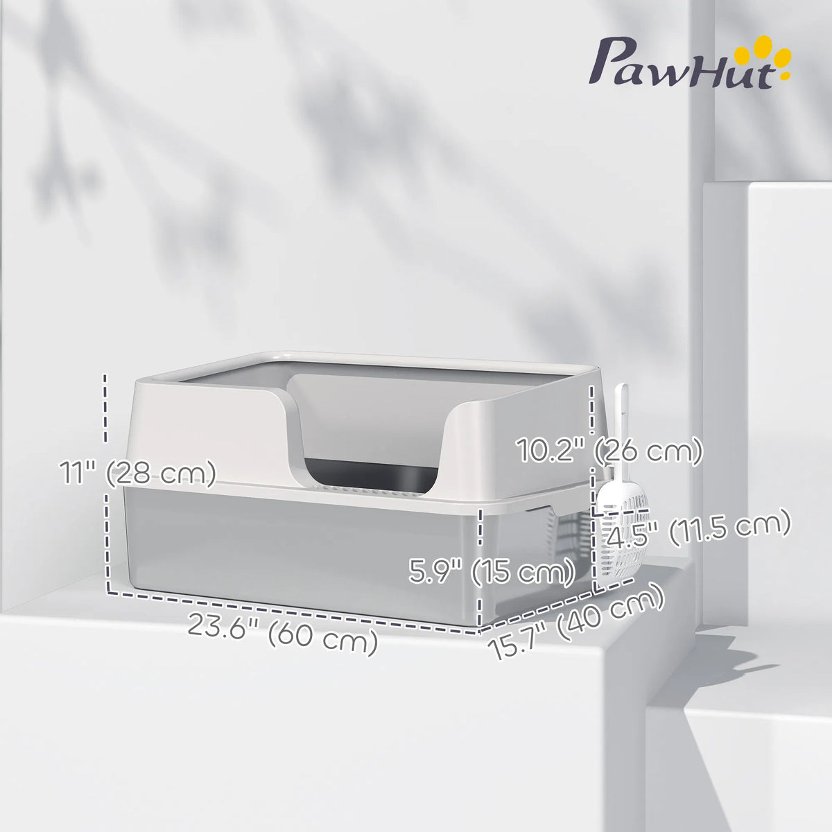 Stainless Steel Cat Litter Box With Lid With Scoop, High Sided
