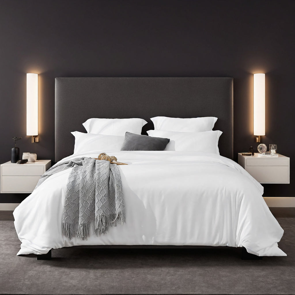 Solid Color Oversized Duvet Cover Set. Available In White And Pink.