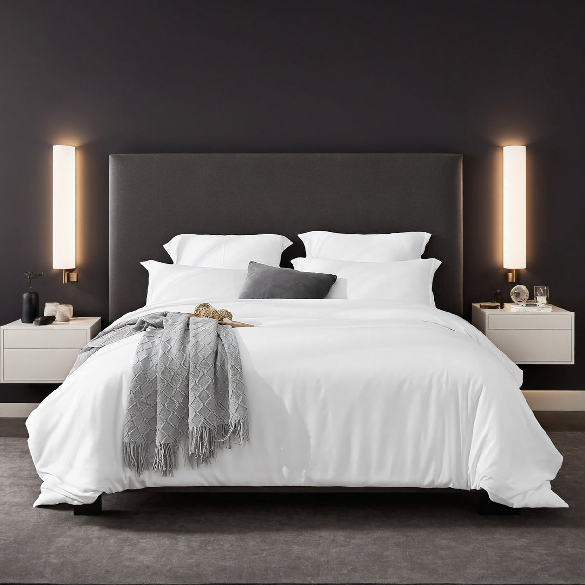 Solid Color Oversized Duvet Cover Set. Available In White And Pink.