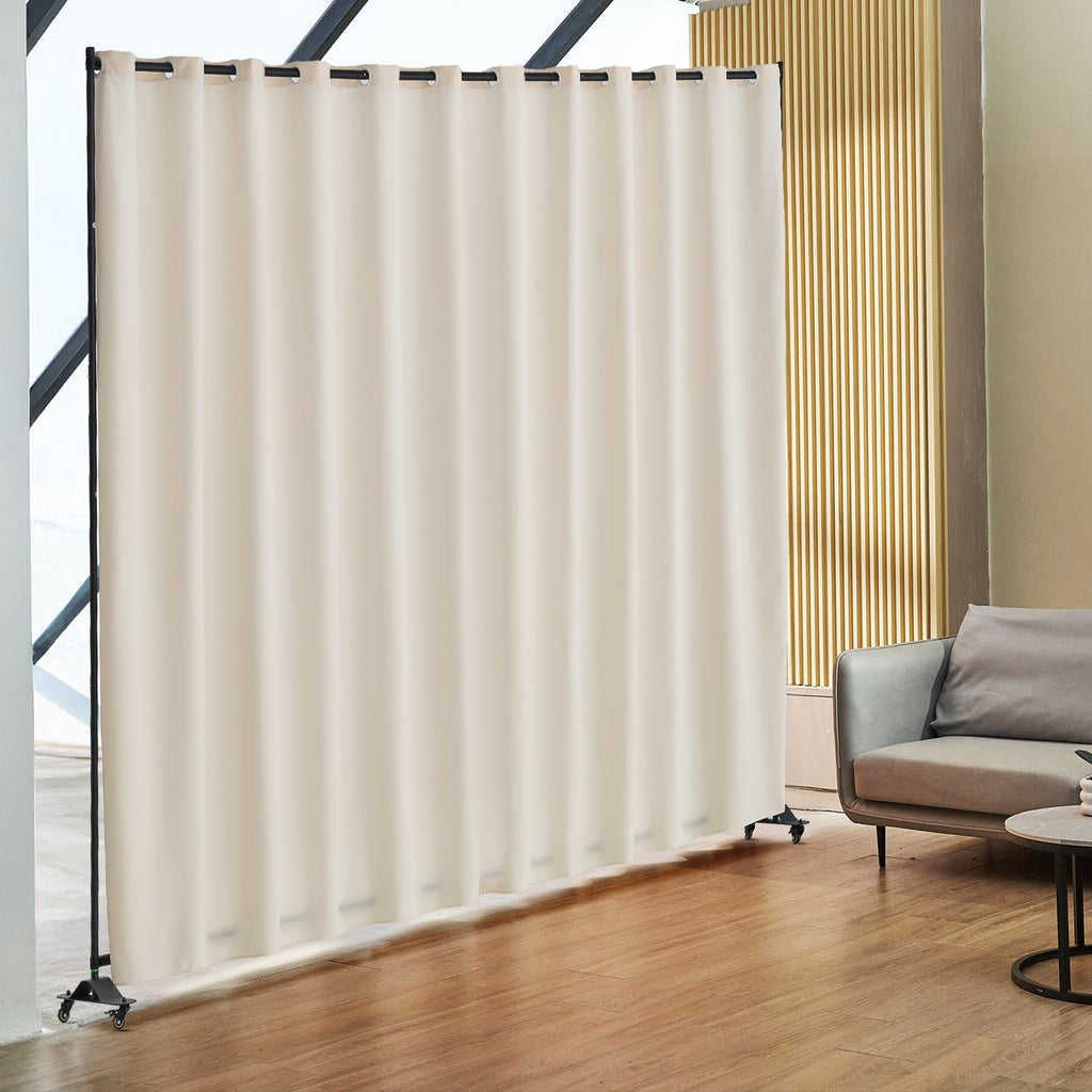 Room Divider, 96 X 120inch Portable Panel Room Divider With Wheels