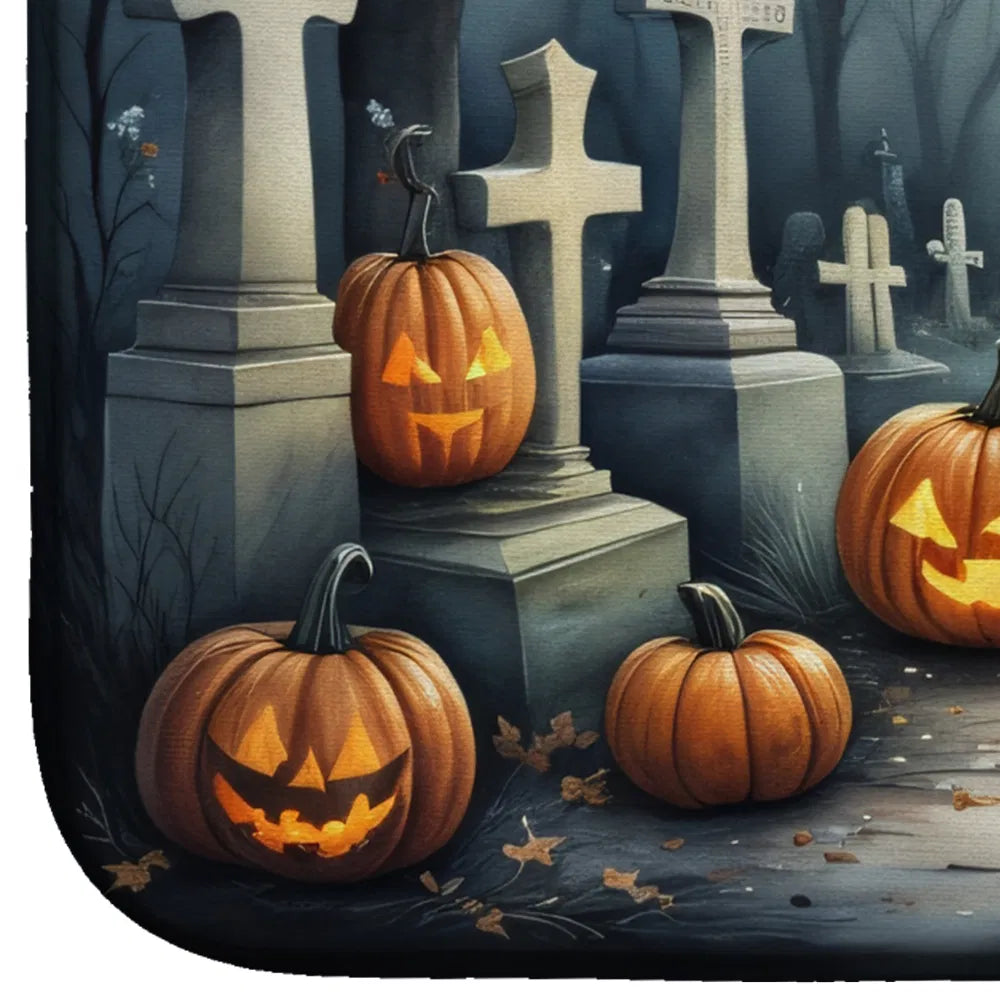English Bulldog Spooky Halloween Dish Drying Mat Absorbent Dish Drying