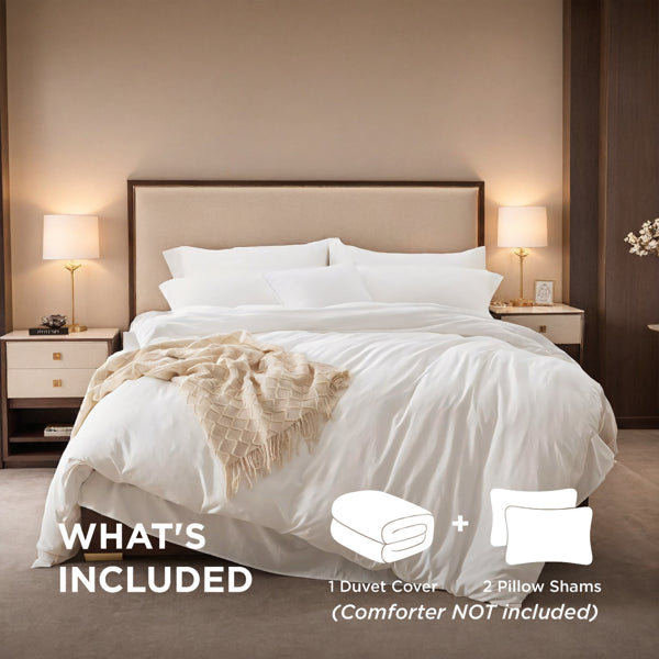 Solid Color Oversized Duvet Cover Set Available In White And Pink.