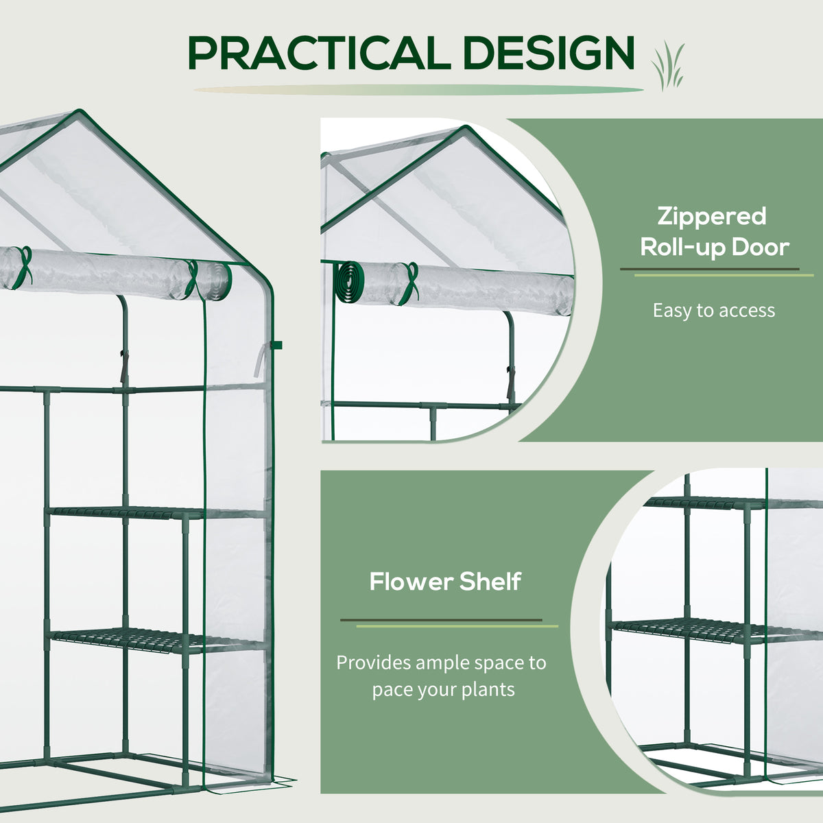 5' X 2.5' X 6.5' Mini Walk-in Greenhouse Kit, Portable Green House