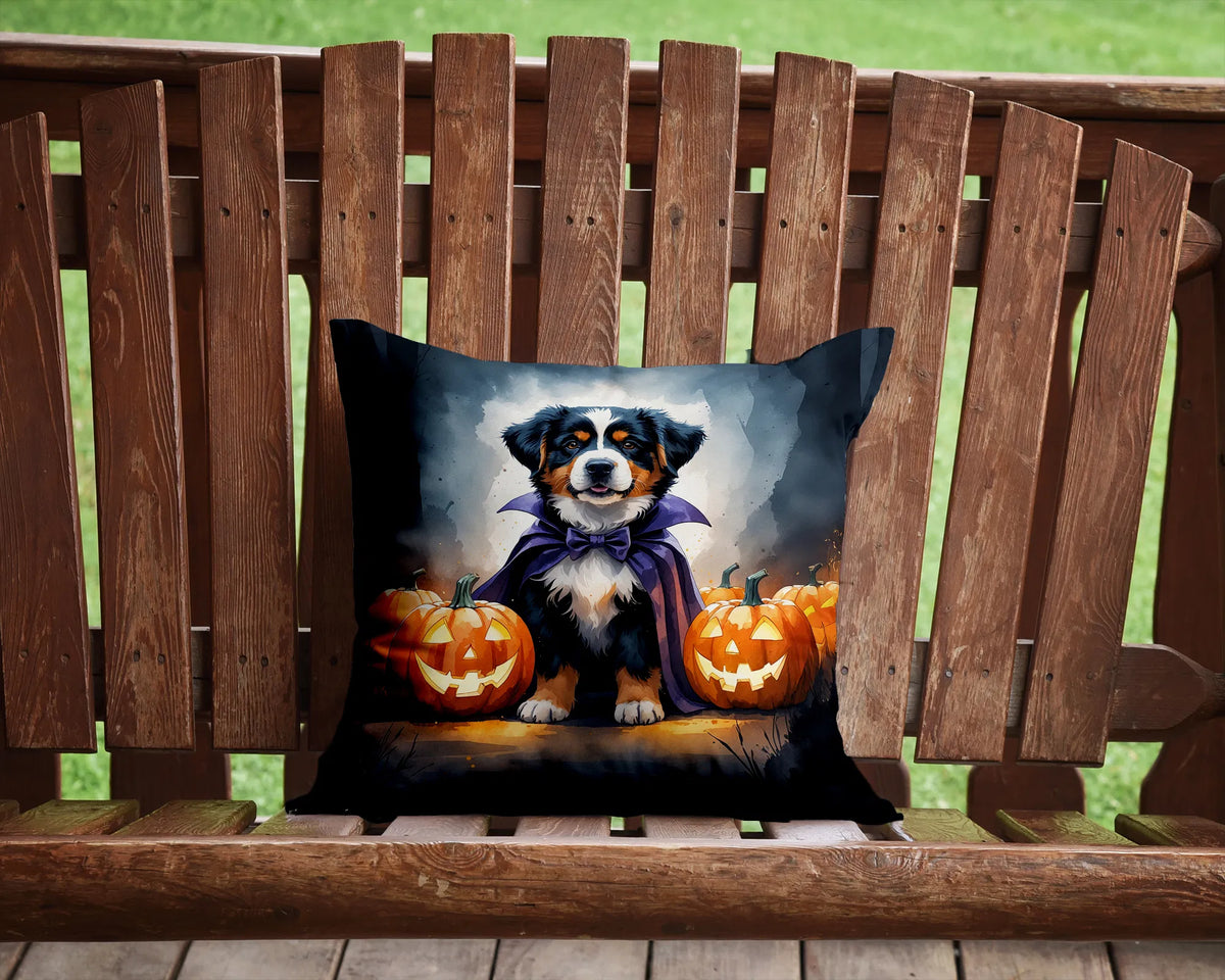 Bernese Mountain Dog Puppy Halloween Throw Pillow Machine Washable
