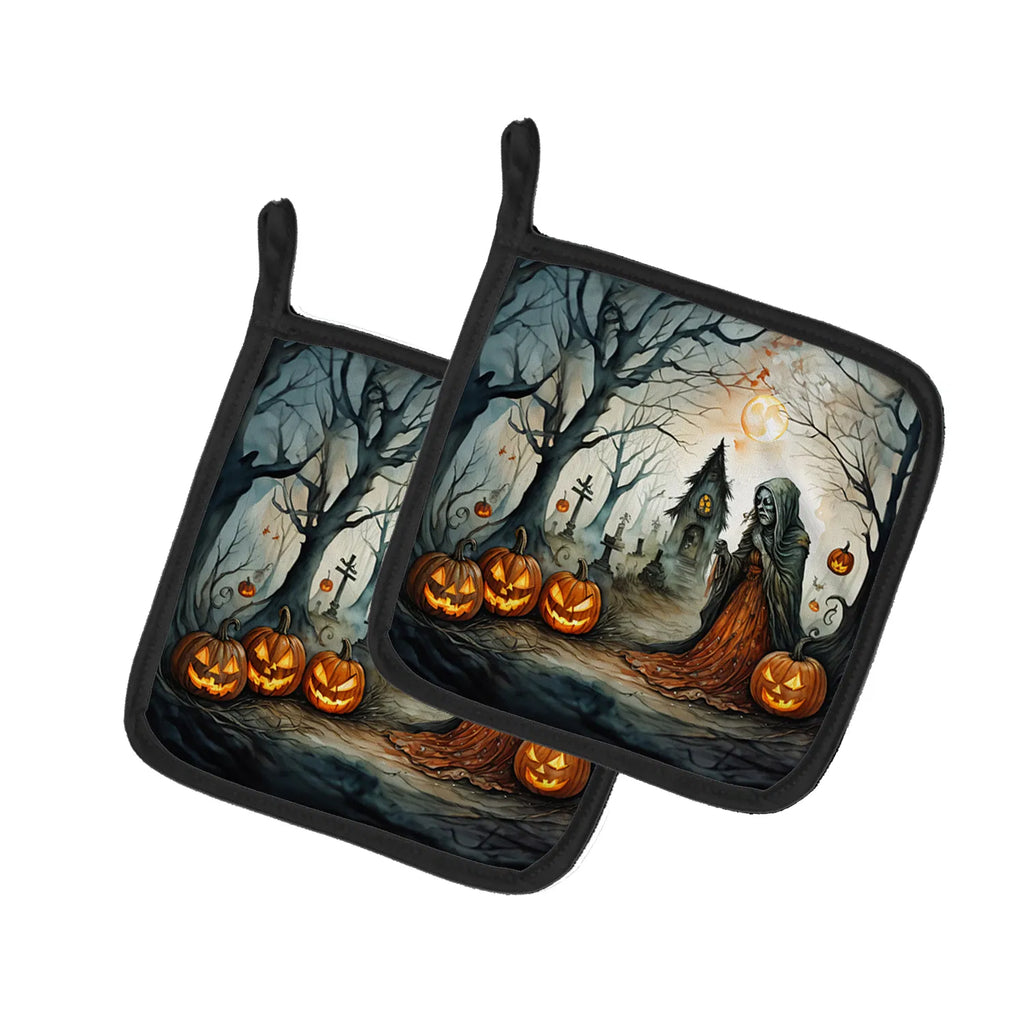 The Weeping Woman Spooky Halloween Pair Of Pot Holders Kitchen Heat