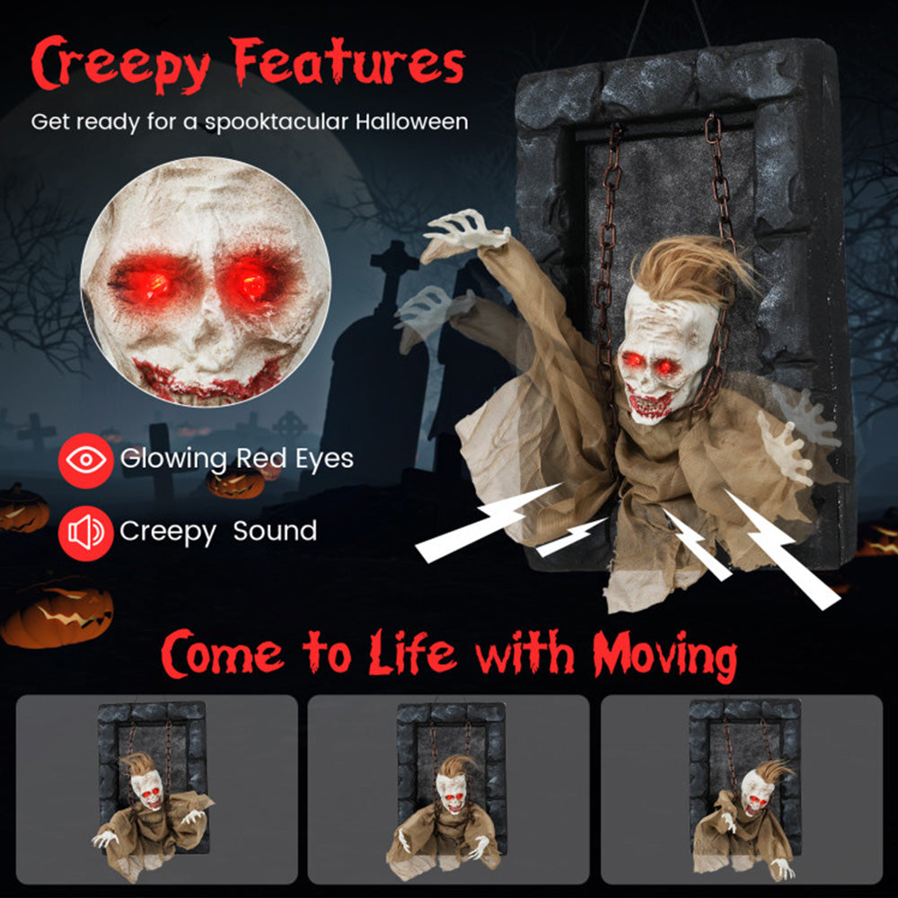 Halloween Hanging Animated Zombie Prisoner Decoration Sound-activated