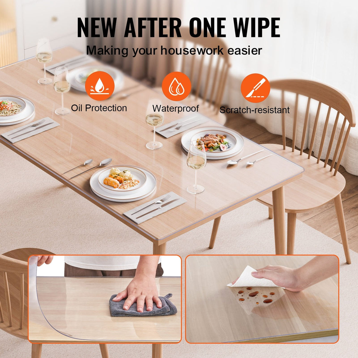 Table Cover 13x16Inch 1.5 Mm Thick Clear Desk Protector Rectangle PVC