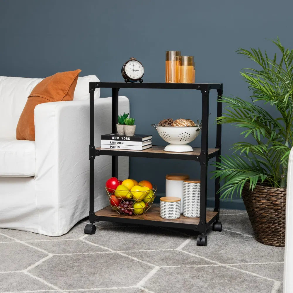 Multipurpose Rolling Cart With 3 Tiers, Mobile Officestorageorganizer