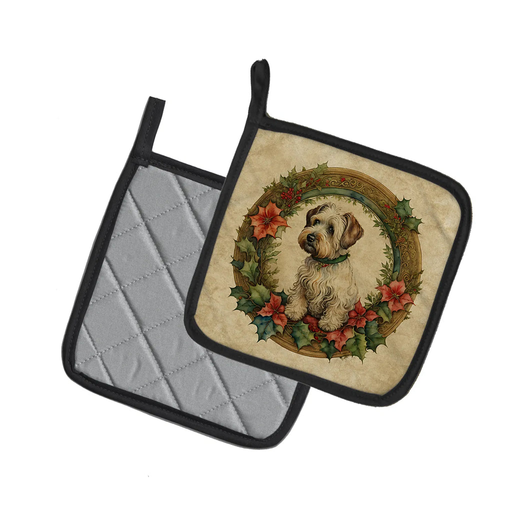 Sealyham Terrier Christmas Flowers Pair Of Pot Holders Kitchen Heat