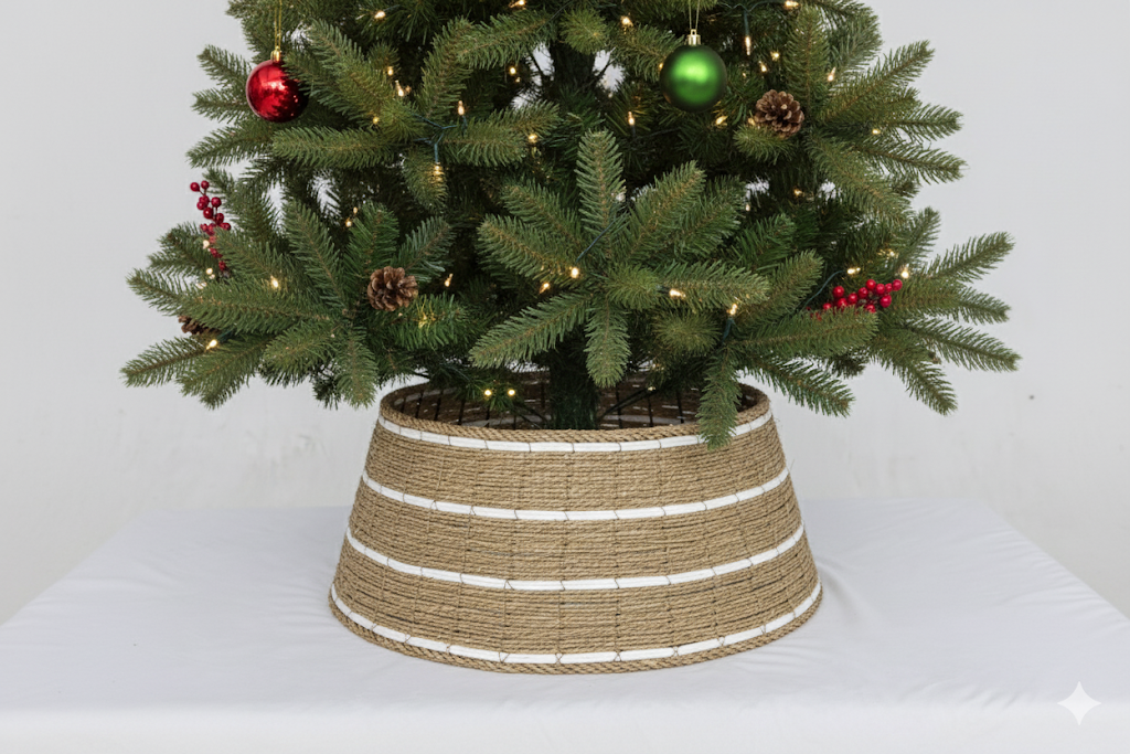 Woven Seagrass Christmas Tree Collar Boho Coastal Farmhouse Decor