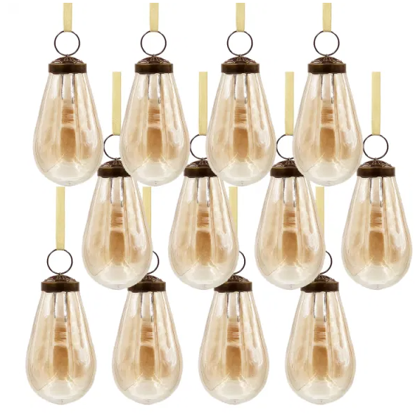 2 X 2 X 3.7 Luster Tear Drop Ornament, Glass Decorative Hanging