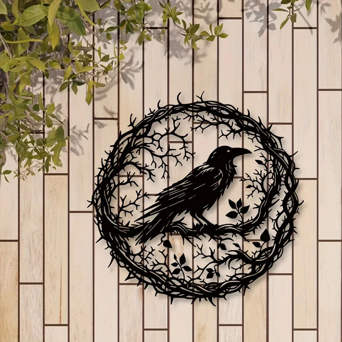 Gothic Black Metal Crow Wall Art - Vintage Industrial Iron Bird