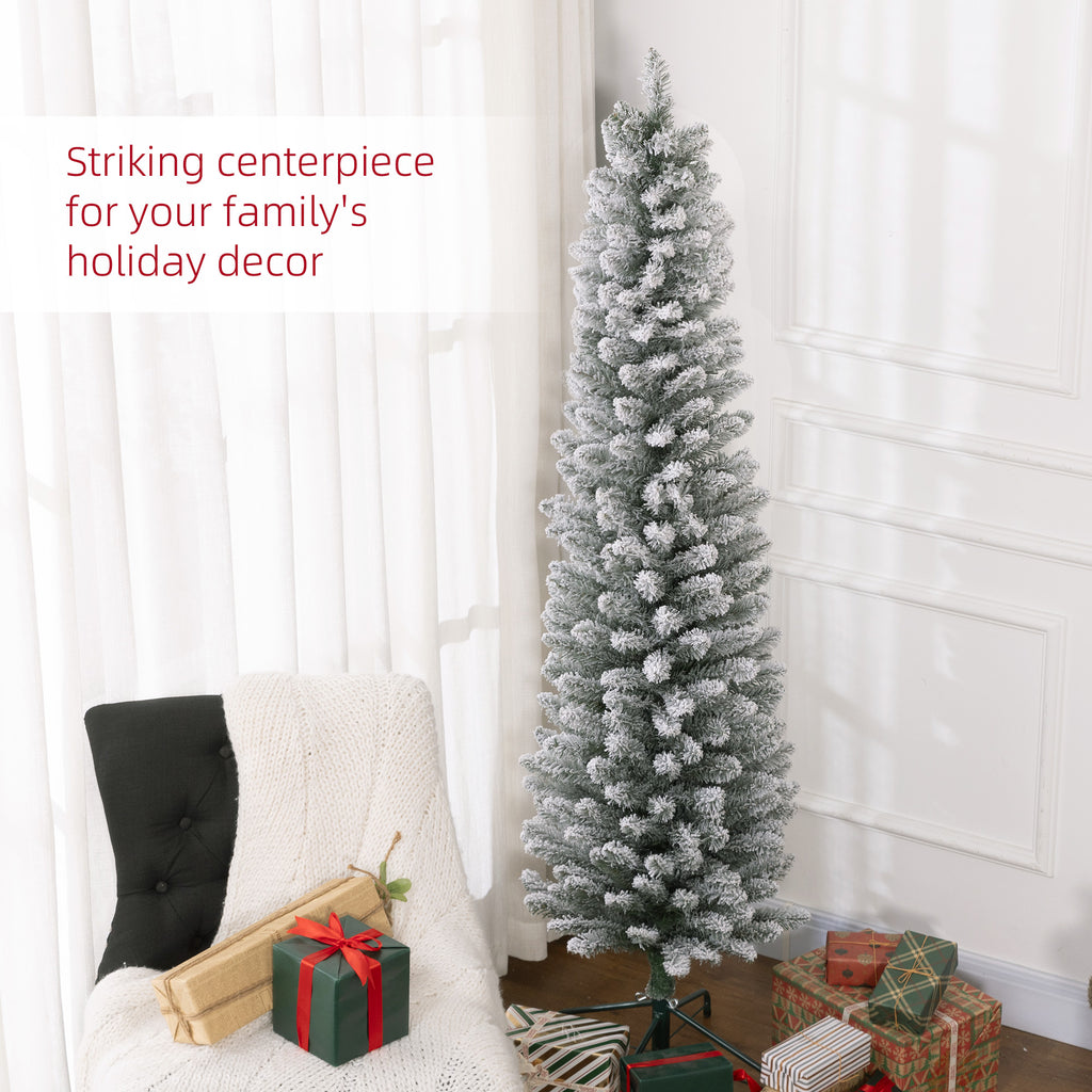 Snow Flocked Pencil Christmas Tree, 5 to 7 ft