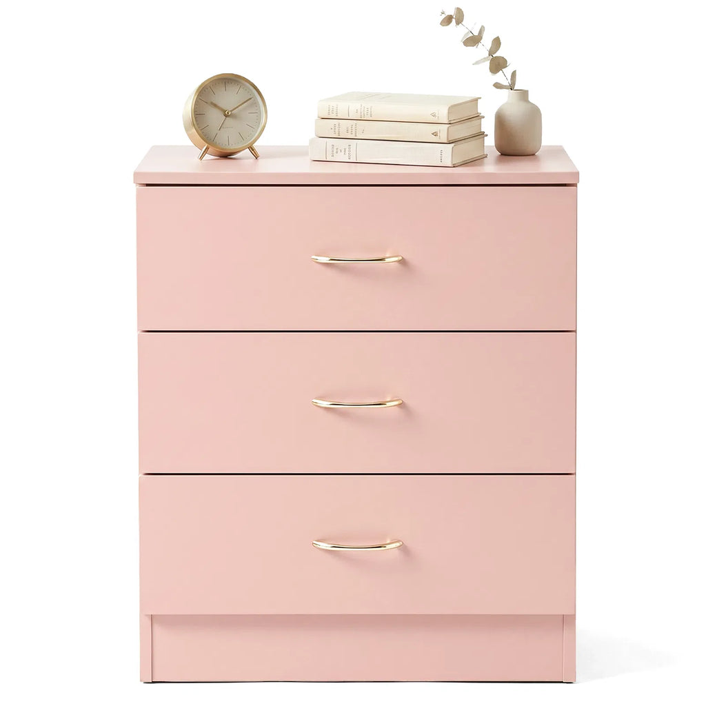 3-Drawer Chest With Faux Rose Gold Handles Drawer Dresser
