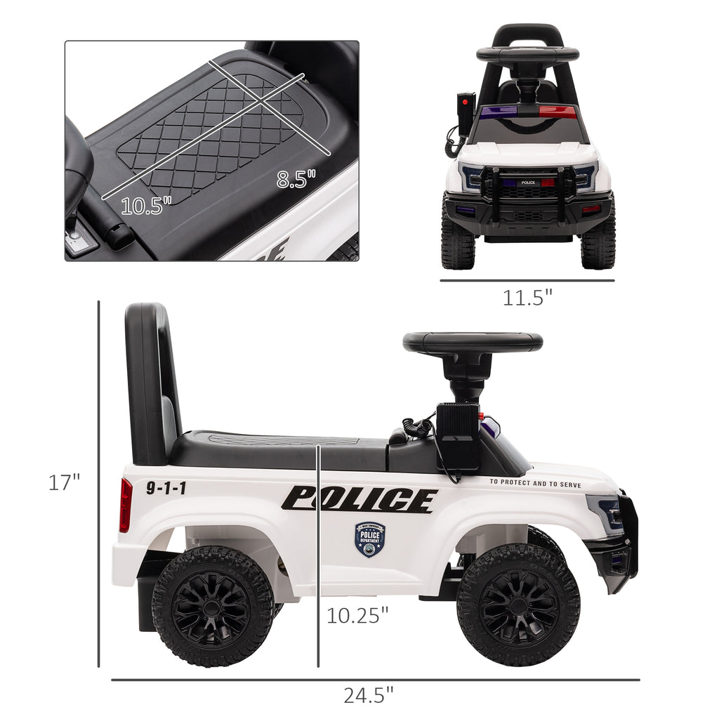 Kids Push Ride On Car With Working PA System And Horn, Police Truck