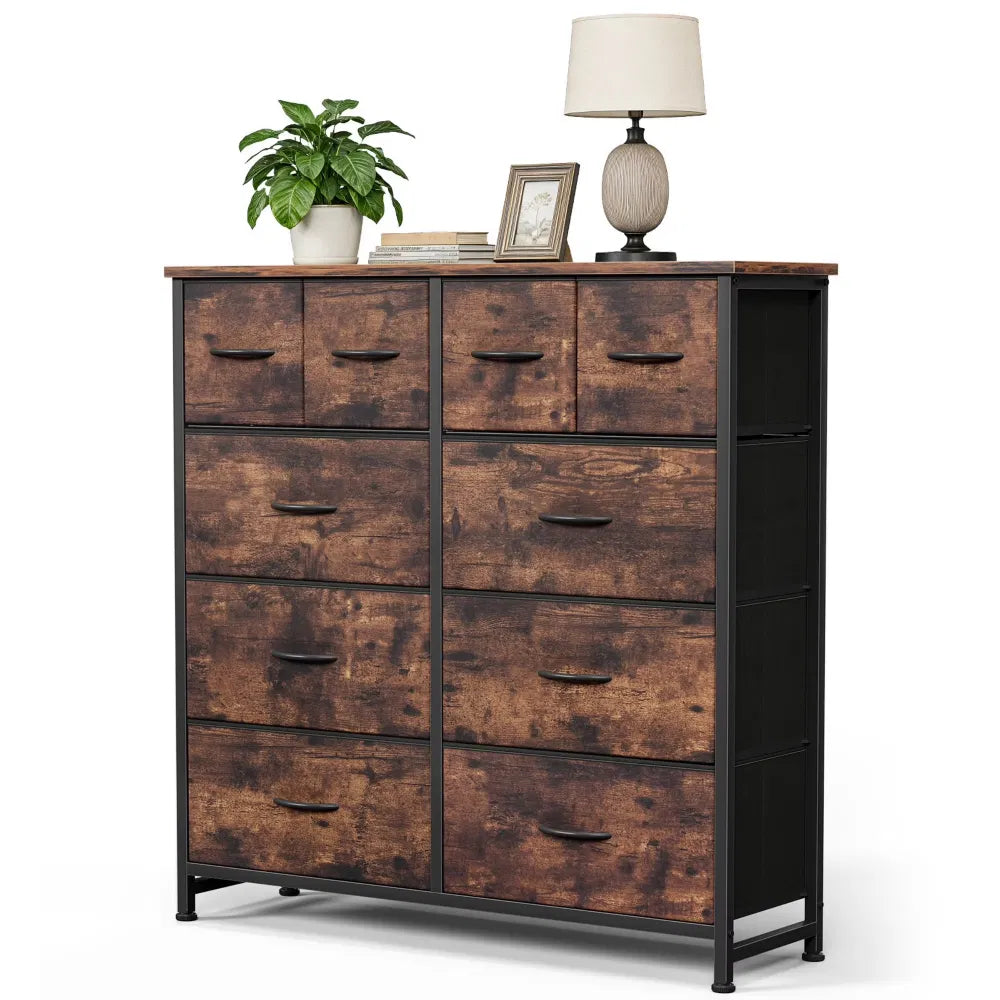 10-Drawer Fabric Dresser, Largestoragetower For Bedroom, Closet, Living