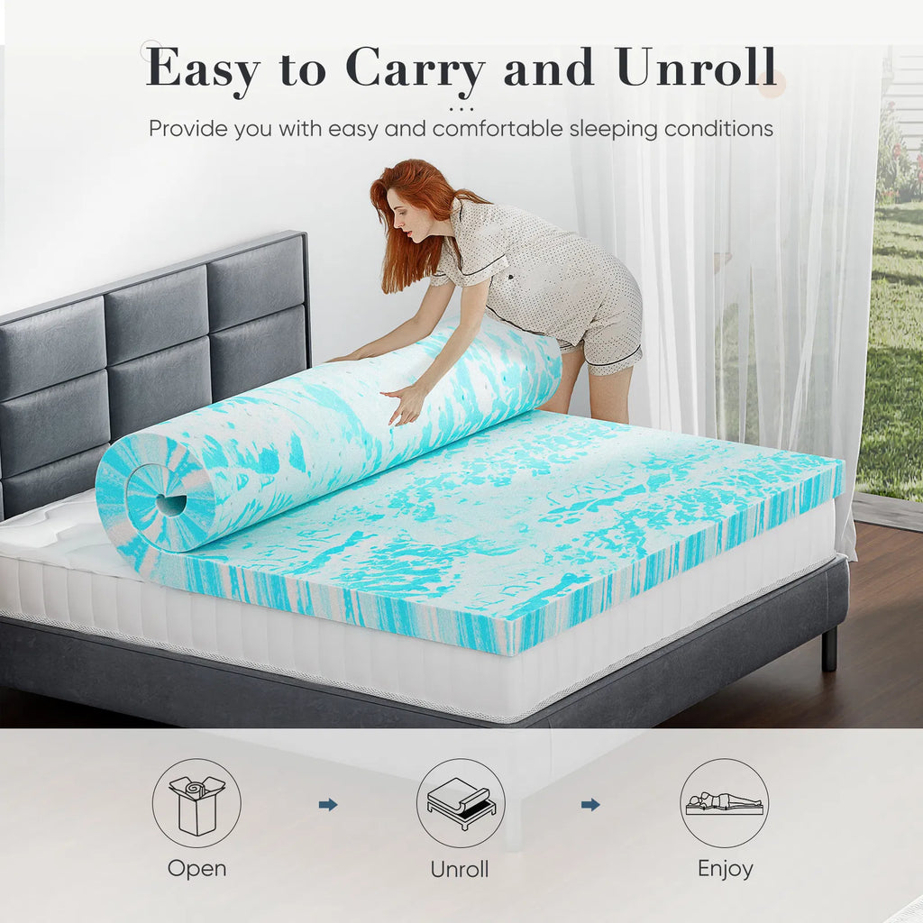 2-3 Inch Gel Memory Foam Mattress Topper Full Size Cooling Mattress
