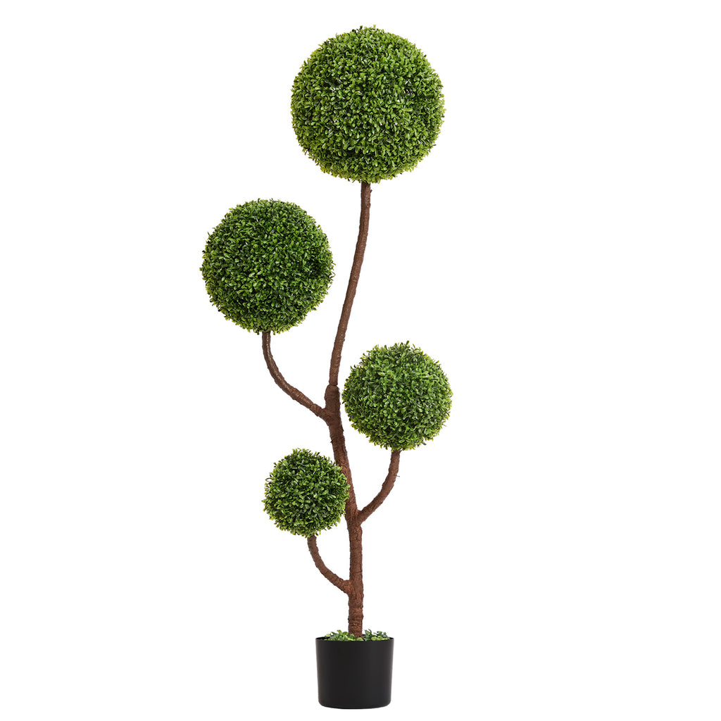 Artificial Boxwood Topiary Tree, 5FT Tall Triple Ball-shaped Faux Plant