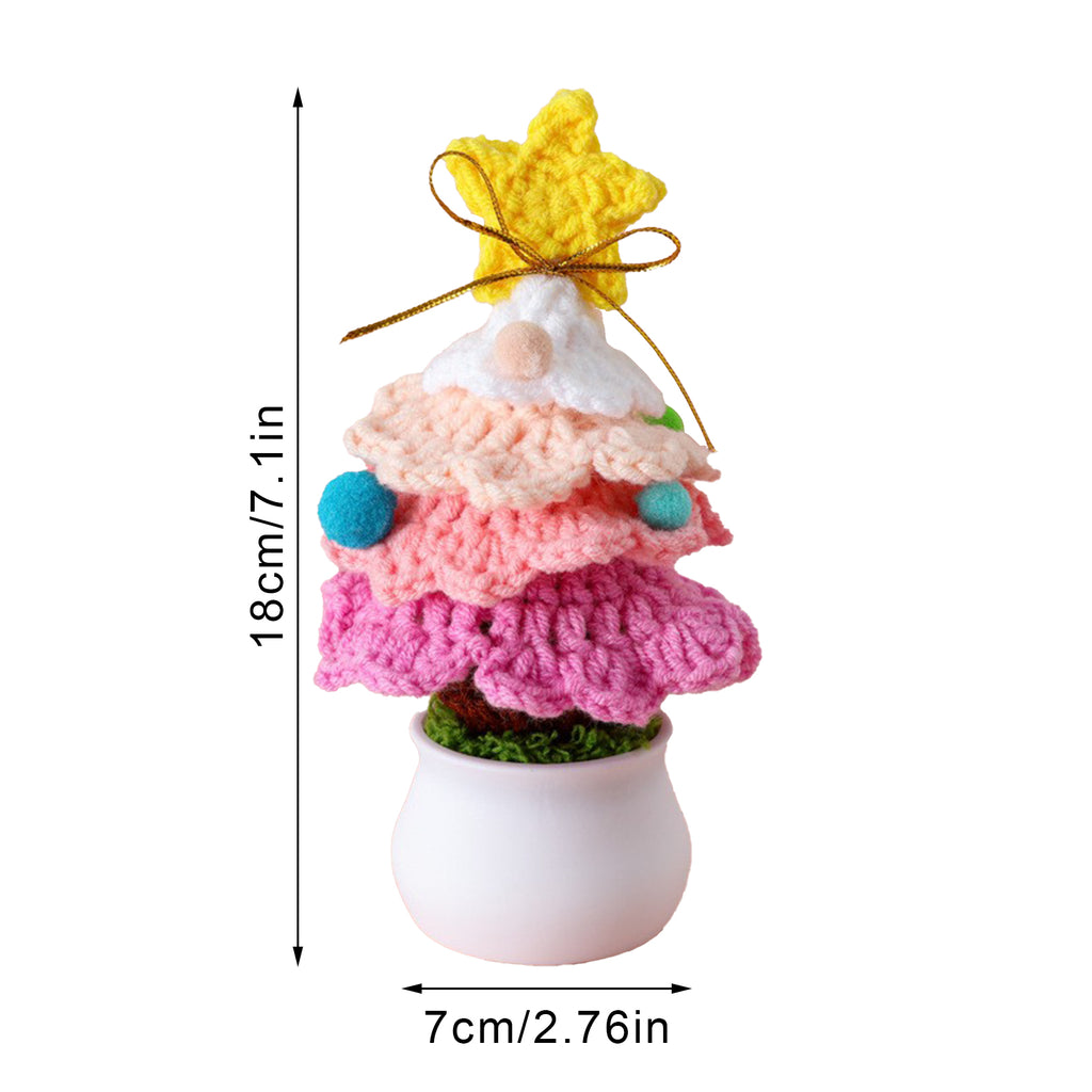 Knitted Mini Xmas Tree Simulation Crochet Xmas Tree Bonsai Ornament