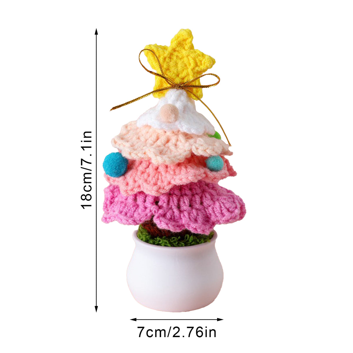 Knitted Mini Xmas Tree Simulation Crochet Xmas Tree Bonsai Ornament
