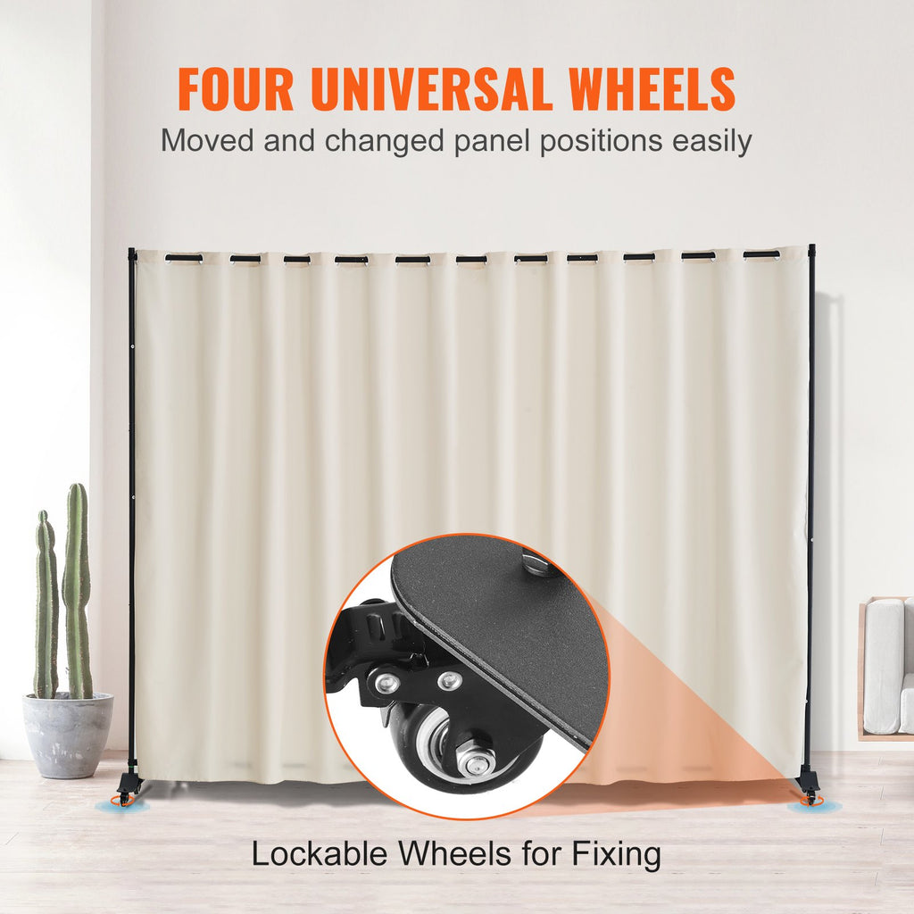 Room Divider, 96 X 120inch Portable Panel Room Divider With Wheels