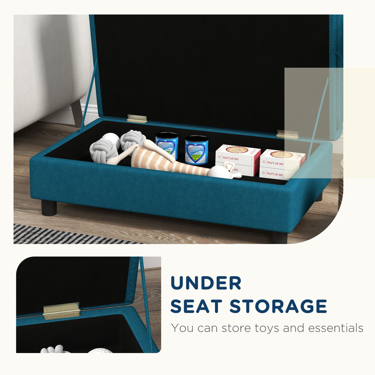 Pet Sofa Dog Sofa For Small Dogs With Storage, Dark Blue