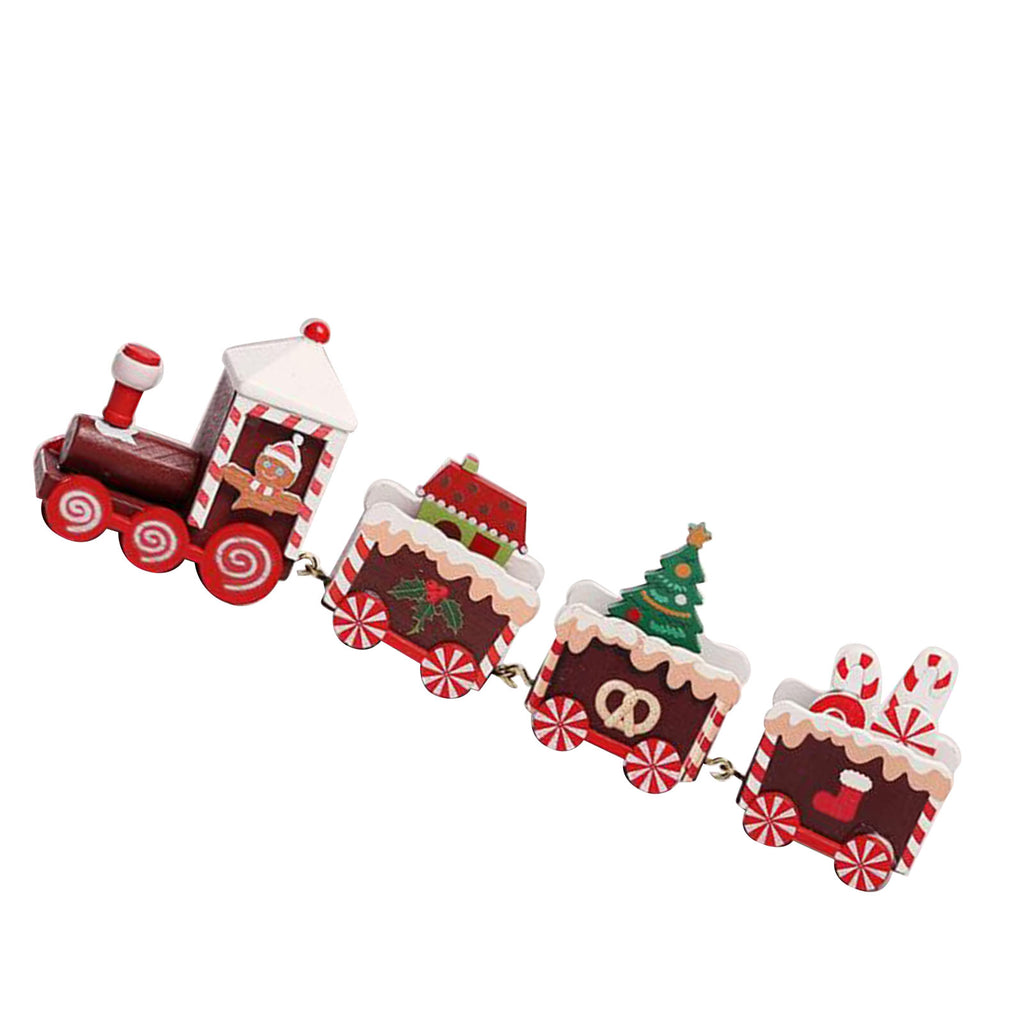 Xmas Train Ornament Cute Festive Wooden Train Window Desktop Decoration