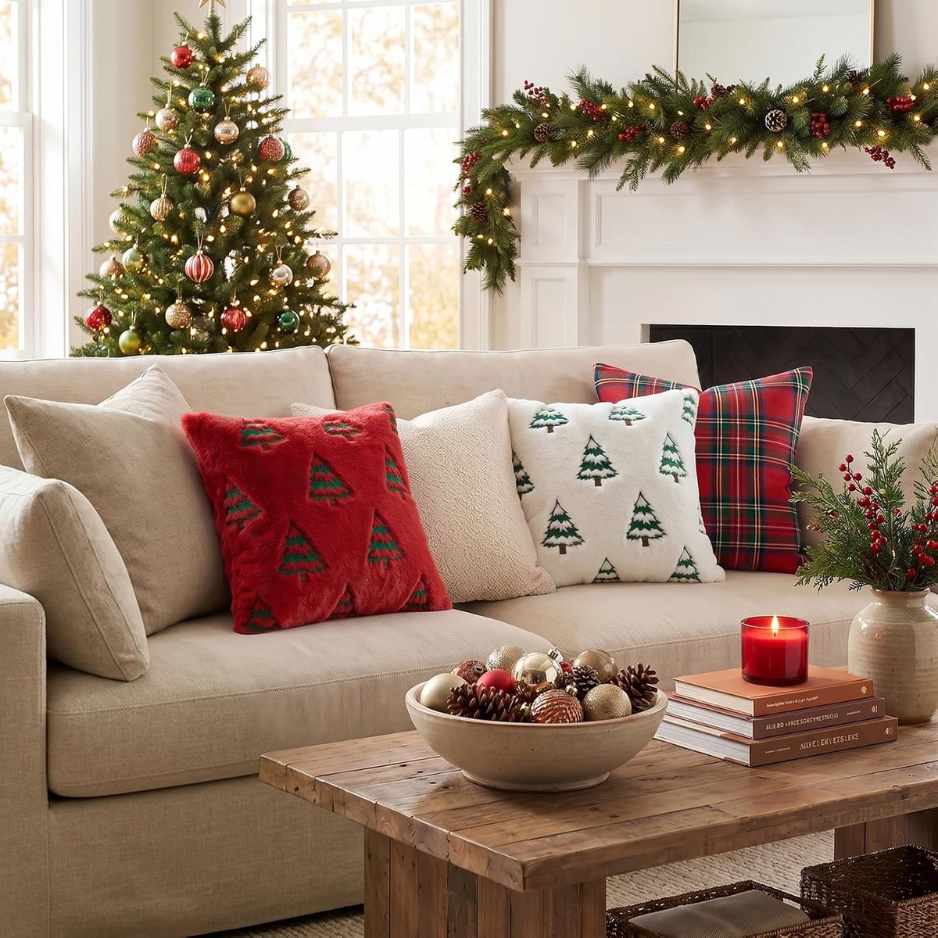Christmas Throw Pillow Covers 18x18 Set Of 2-White