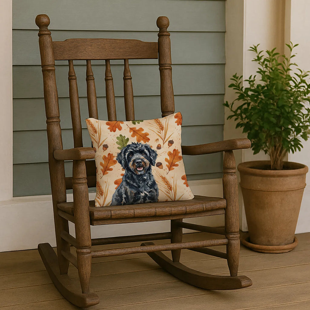 Black Portuguese Water Dog Heirloom Fall Throw Pillow Decorative Indoor