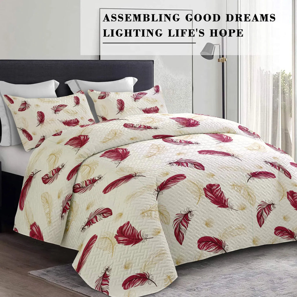 Quilted Bedspread & Curtain Set 9 Piece, Queen Size - Bedding Ensemble