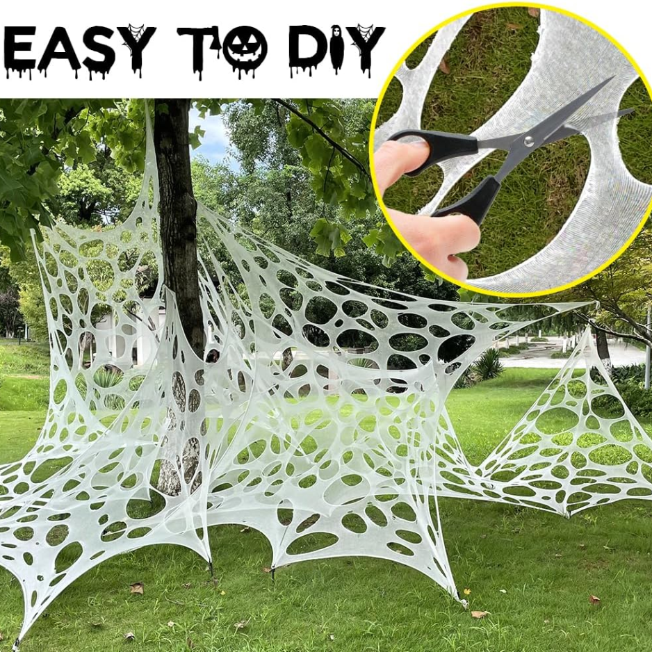 Halloween Spider Web Decorations 13.5ft Giant Stretchy Beef Netting