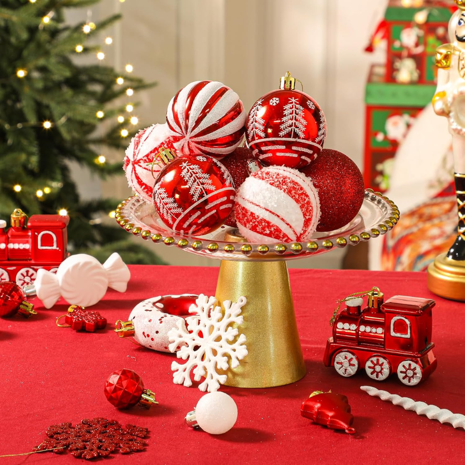 82pcs Christmas Balls Ornaments Set, Shatterproof Plastic Decor