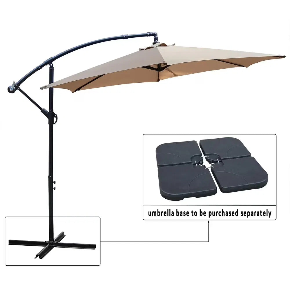 10ft Outdoor Hanging Offset Cantilever Umbrella With Crank - Tan
